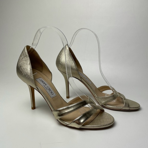 Jimmy Choo Gold Metallic Strappy Heels - sz 38.5